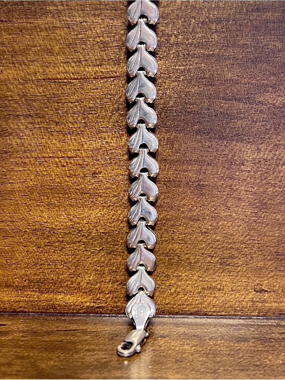 Vintage Italy Heart Shell Link Bracelet Sterling Silver 925 - Picture 10 of 11